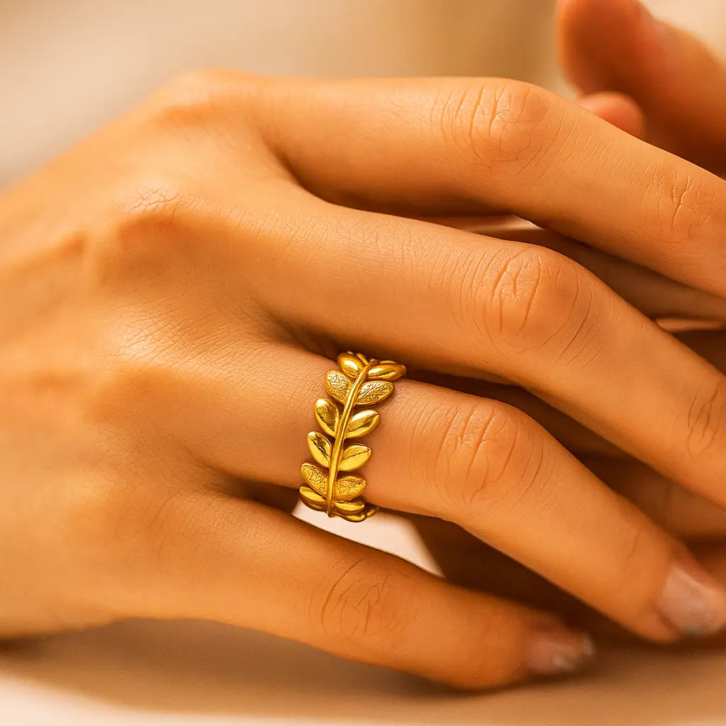 20250831_0318_Golden Leaf Ring_remix_01k3yf51t8fx1sdrm8ht4s4c8j - Ehaanza